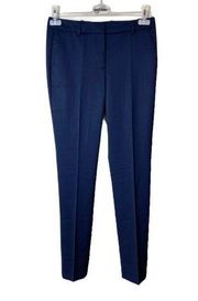 THE KOOPLES Stretch Trousers Pants Navy Blue Wool Straight Leg 34 US Small 2 NWT