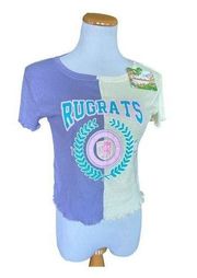 NWT Womens Nickelodeon Rugrats University Y2K Ribbed Scalloped Crop Top - Sz L