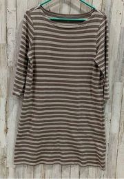 Garnett Hill Organic Cotton Brown Stripe Dress With Pockets