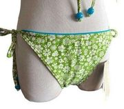 NWT Womens Hula Honey Green Floral String Bikini Bottoms - Sz XL