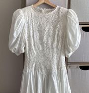 Jessica McClintock puff sleeve 80s lace dress