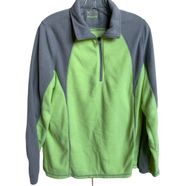 Tek Gear Pullover Womens X-Large Neon Green Grey Half Zip Fleece Shirt Polyester