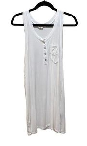 POL Double Pocket V Neck Tank Dress White Size Small