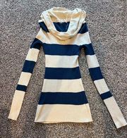 Cream and Blue striped sweater Size large