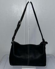 Stone Mountain Black Pebbled Leather Slouchy Hobo Handbag Shoulder Bag Purse