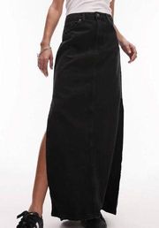 Topshop black denim maxi skirt