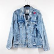 Patchwork oversized denim jacket