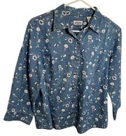 Vintage Classic Elements Denim Button Down Floral