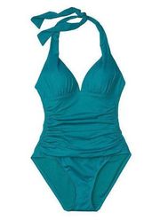 RALPH LAUREN Beach Club Solids Halter One-Piece Emerald Size 4 NWT