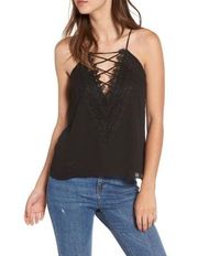 WAYF Lace up Black Camisole Size Small