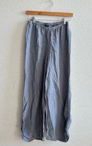 Cut Loose 100% linen blue ruched pant lagenlook