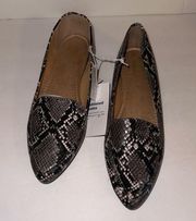 Old Navy faux Snake Skin Flats New Size 8 Black, Gray & White