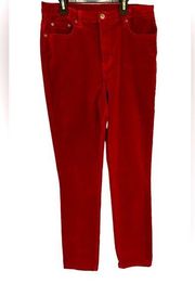 DG2 Diane Gilman red velour stretch straight leg pants, women 10 T