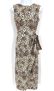 Vintage Sag Harbor Women's Leopard Print Faux Wrap Midi Dress Multicolor Size 8