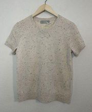 EVERLANE The Cashmere Sweater Tee Short Sleeve Beige Speckled Sz M NWT MSRP $90