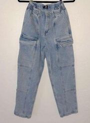 Nordstrom Simple society denim cargo jeans elastic waist size 9/29