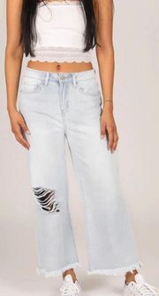 Vintage Revival High Waisted Wide Leg Crop Jeans