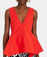 3.1 Phillip Lim Cotton Asymmetric Peplum Top Red Womens 6