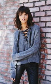 💕RAILS💕 Olivia Soft LaceUp Wool Cashmere Sweater Heather Gray Medium M NWT