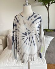 Peloton Womens Tie-Dye Crewneck Sweatshirt Cream Blue