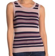 Halogen Variegated Stripe Sweater Tank Top Pink Small