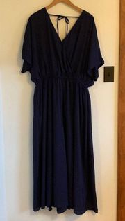 ModCloth Plus Size Arrive & Thrive Wide Leg Blue Jumpsuit