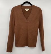 Maeve Anthropologie Cardigan Sweater V Neck Brown w Metallic Womens Size Medium