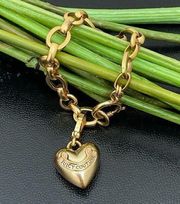 Retired  Gold-plated Chunky Chain with Puffy Heart Charm Bracelet