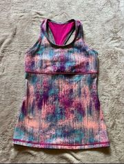 Ivivva Women’s Tank Top Open Back Blue/Pink Built in Bra Size Xs