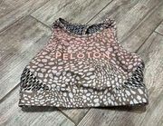 Peloton X WITH Sports Bra Animal Print Beige Blush Ombre Mesh Cutout Back Size S