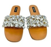 AQUA Sandals Womens Size 8.5 Embellished Open Toe Summer Slides NEW