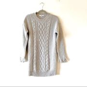 Jack By BB Dakota Light Gray Sweater Tunic With Fringe Detail