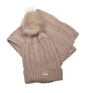 Juicy Couture Pink Knit Winter Pompom Beanie Hat and Knit Scarf Cozycore