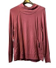 Yogalicious Ballerina Berry Pullover‎ Cowl Longsleeve Top Athleisure Size XXL