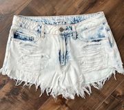 Bleach Washed Distressed Jean Shorts Size M