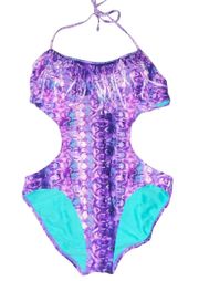 Purple Snake Skin Print Swimsuit