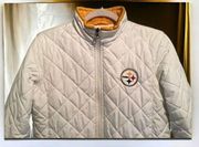 NFL full zip white quilted embroidered puffer coat Pittsburgh Steelers Large