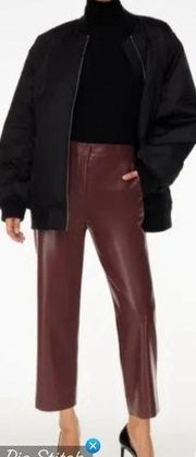 Aritzia Babaton Command Vegan Leather Crop Pants Burgundy