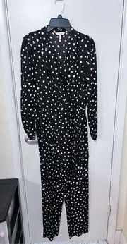 Rebecca Taylor Women's Long Sleeve Polka Dot Wrap Style Jumpsuit Black Size 4