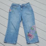 Coldwater Creek Floral Denim Cropped Pants