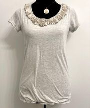 ‘Easy Fit Tee’ with decorative neckline