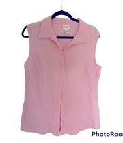 Women’s Baby Pink Sleeveless Button Down Blouse Size Large