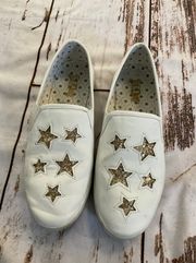 GOLD STAR WHITE SLIP ONS