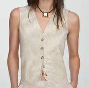 Striped linen suit vest XS