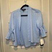 NWT Perceptions Blue Knit Cropped 3/4 Sleeve Cardigan size M