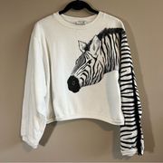 Vintage BJ Frog Women’s White Zebra Sleeve Sweatshirt