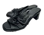Caslon Sandals Womens Size 6.5 Black Leather Crisscross Open Toe Block Heel