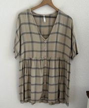 Mysterious Oversized Babydoll Dress Oatmeal Neutral Boho Coastal Medium