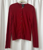 Red Wool, Cashmere, & Angora Rabbit Hair Cardigan Sweater Sz Small