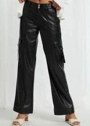 NWT Pacsun Faux Leather Black Cargo Pants Trousers